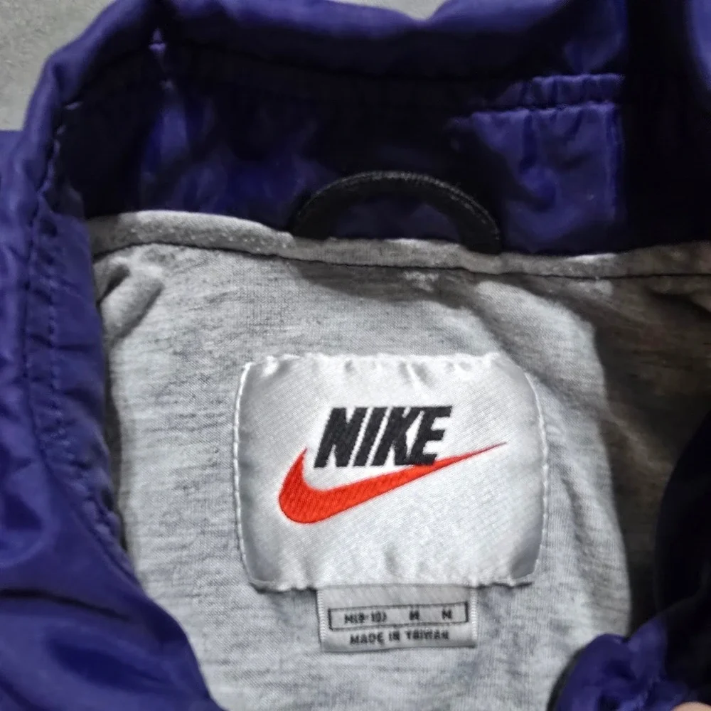 Nike Windbreaker Jacket Womens Medium Purple Vintage Snap Front Coaches Lined